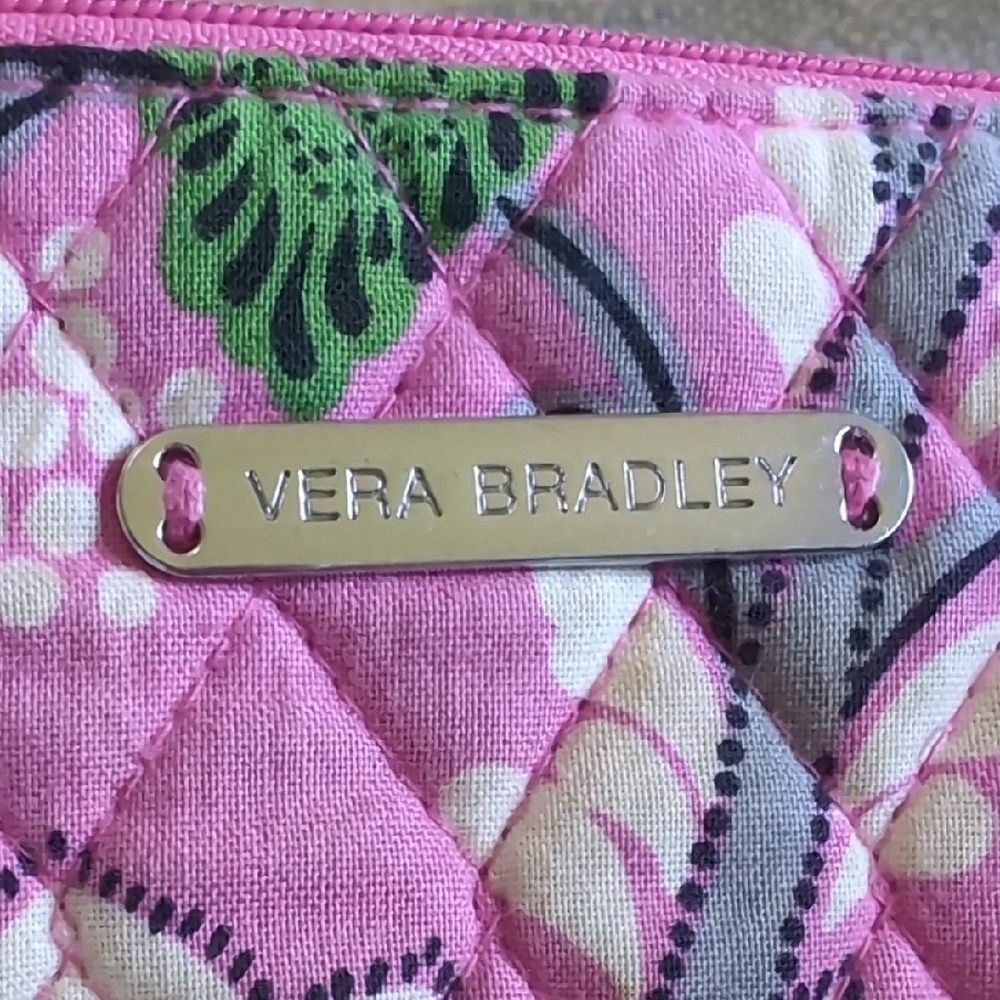 Vera Bradley Pink and Green Quilted Pouch 3pc Set - Picture 9 of 11